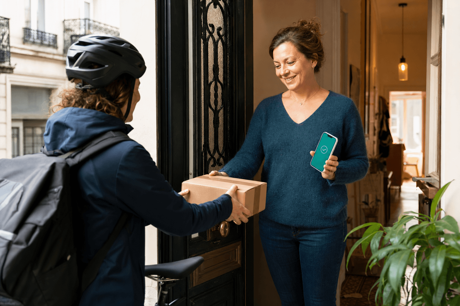 Une voisine reçoit temporairement un colis SafeDrop à domicile